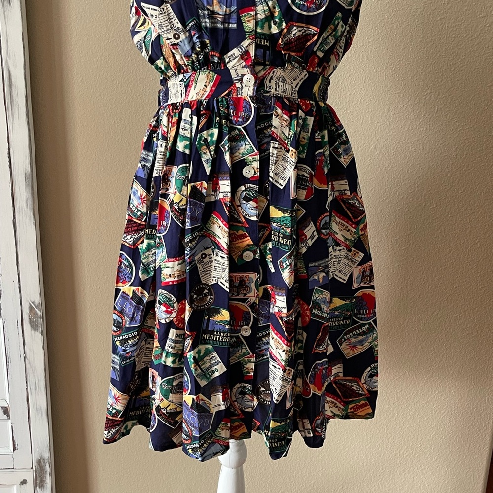 Chic Patterned Navy Mini Dress - image 5